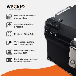 Top case Weckio noir de 50 litres avec dosseret